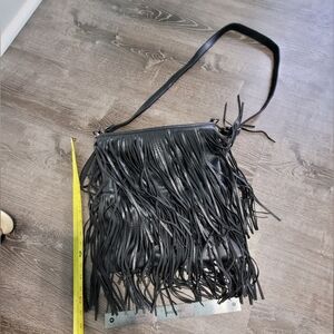 Fringe Black Crossbody Bag